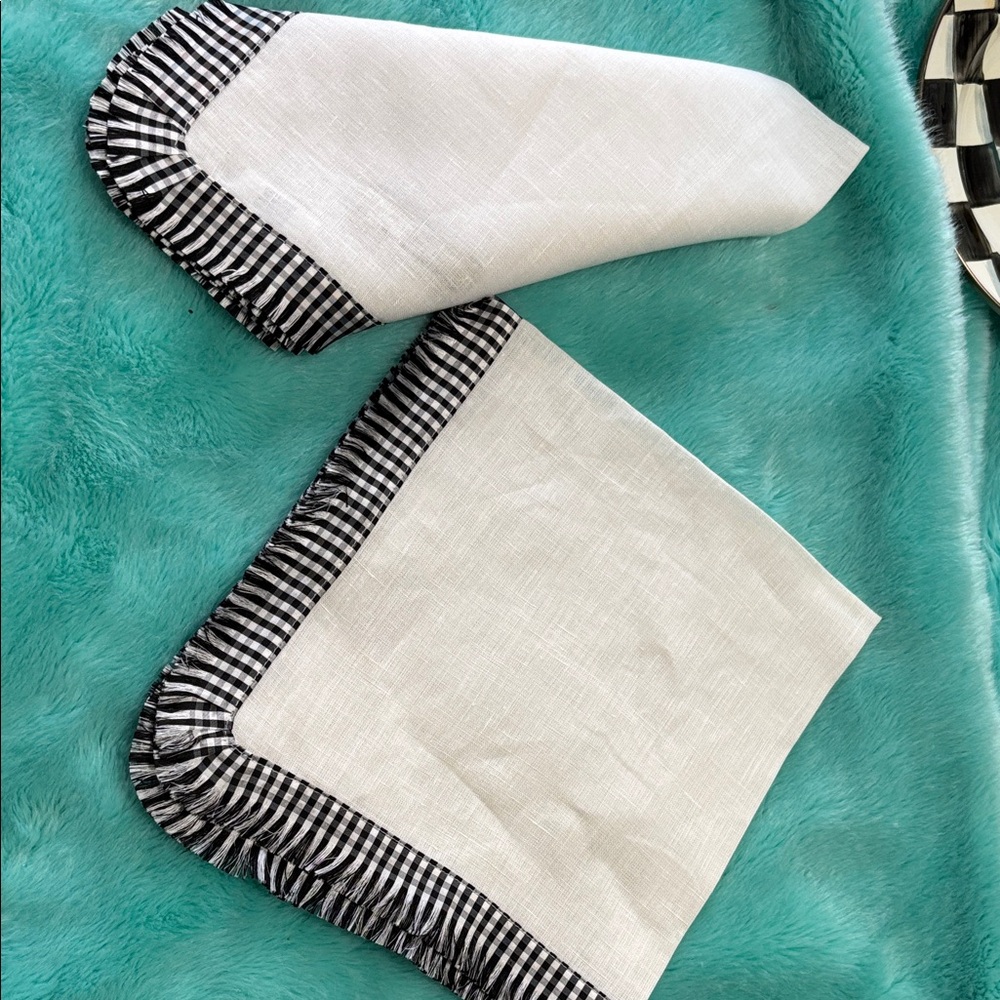 MacKenzie-Childs Gingham Trim Napkin in Black and White